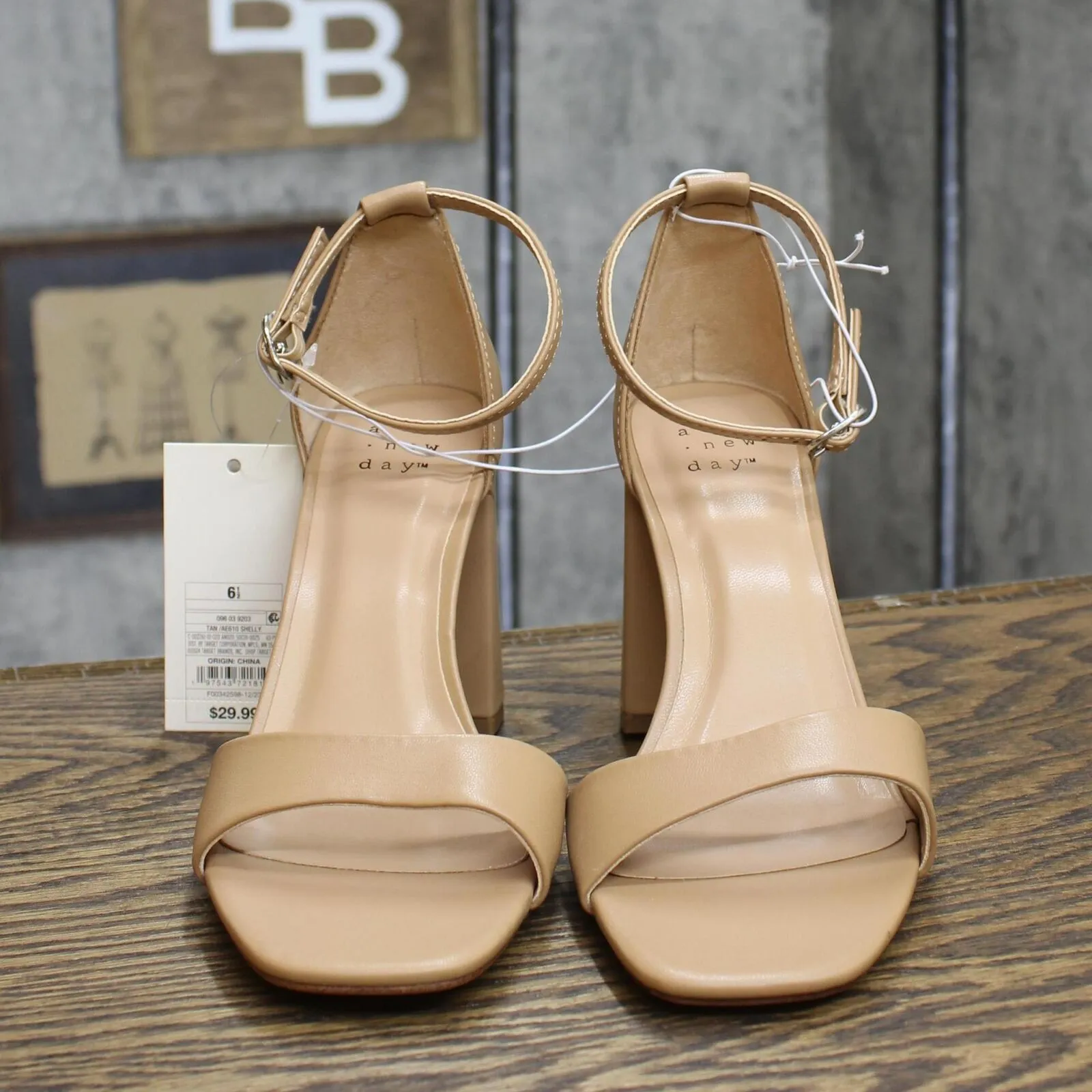 A New Day Women's Shelly Heels with Memory Foam Insole 89469634 Tan Brown 6.5M