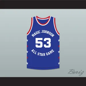 Cliff Levingston 53 Magic Johnson All Star Game Blue Basketball Jersey 1988 Midsummer Night's Magic Charity Event