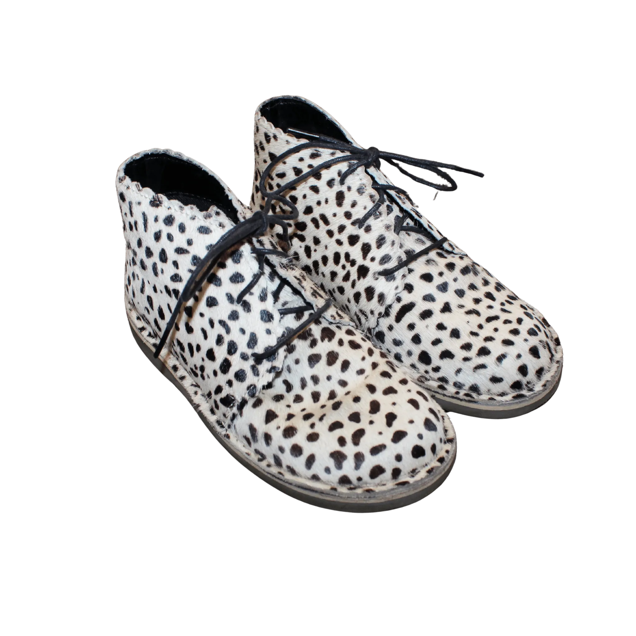 Cream Animal Print Lace-Up Desert Boots