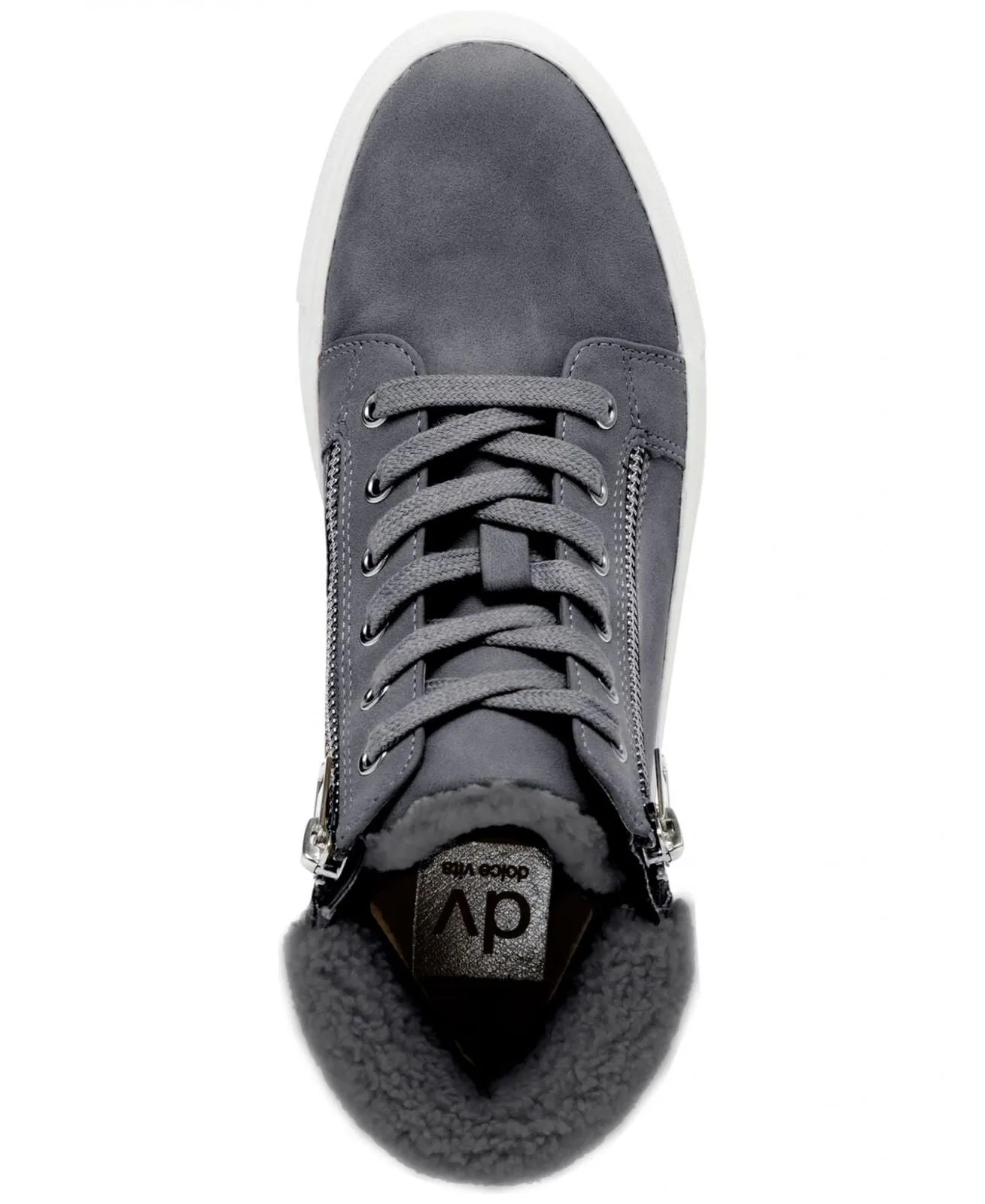 Dv Dolce Vita Womens Anjel Faux-Fur Lace-Up Sneakers Shoes ANJEL Gray 5.5M