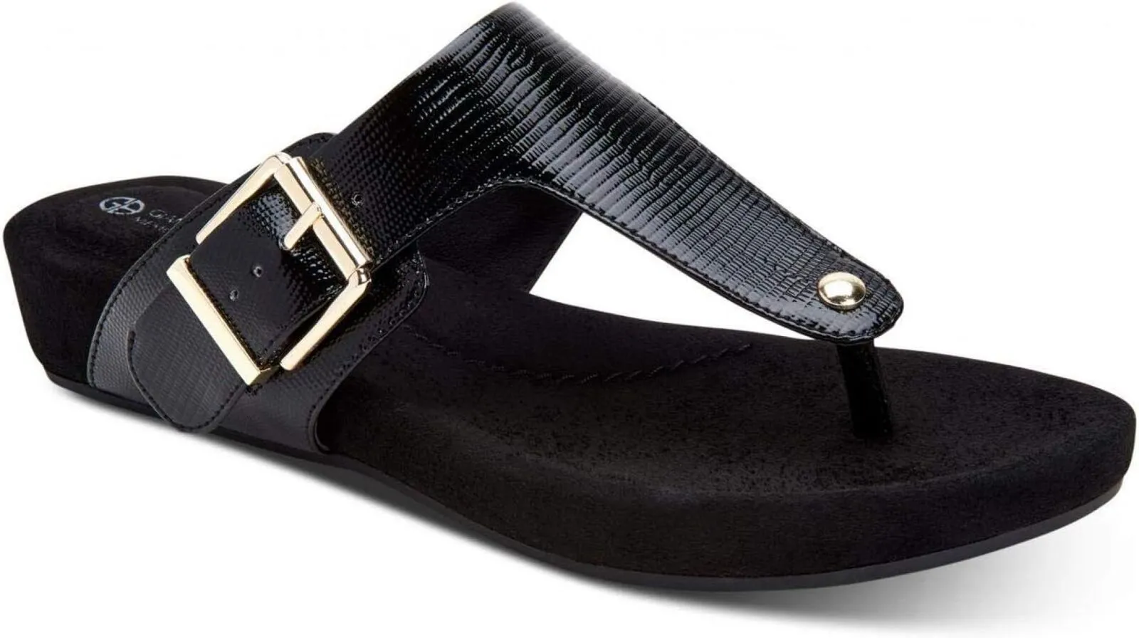 Giani Bernini Womens Rivver Sandals Buckle Thong Sandals Black Smooth 5M