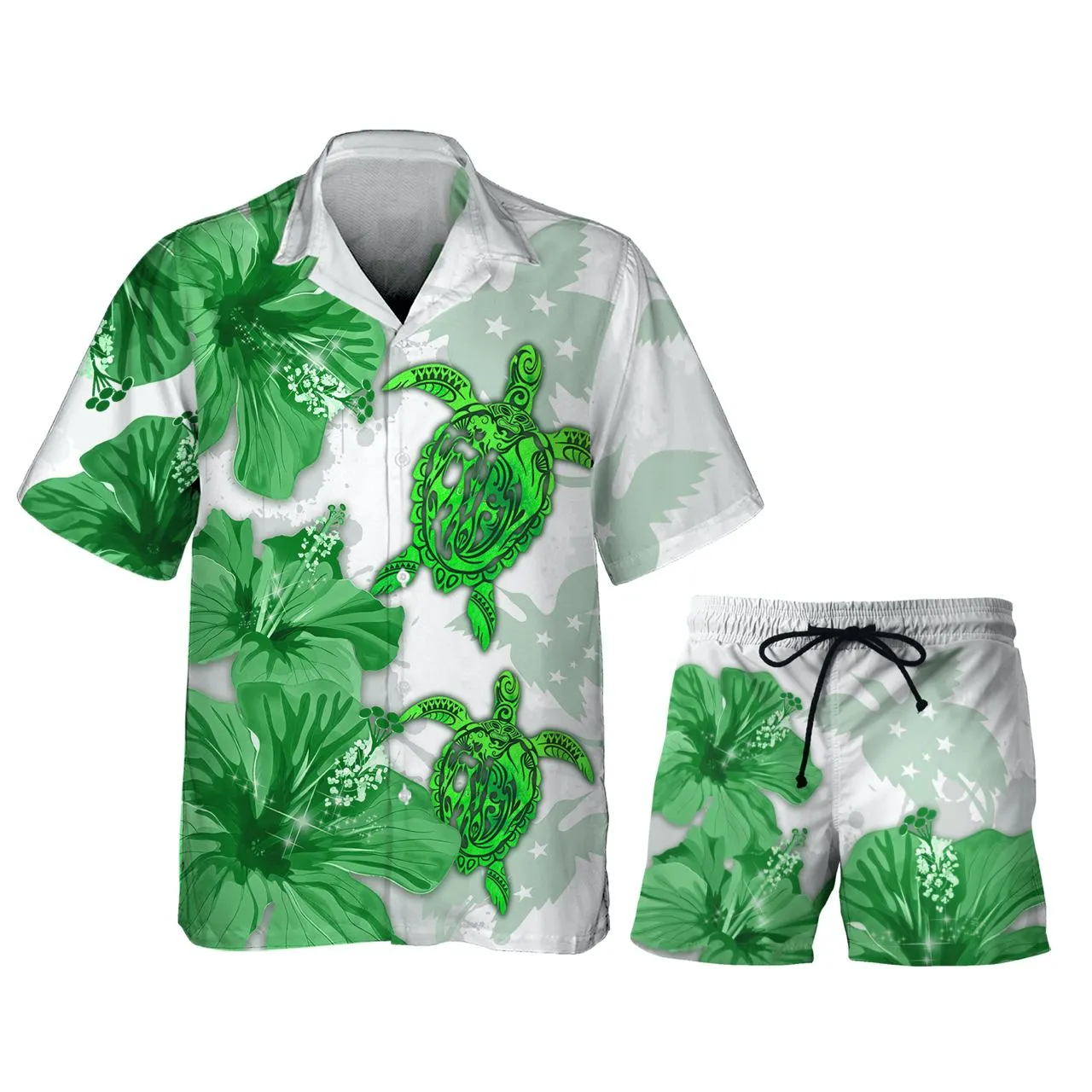 Green Bird Turtle - 3D Hawaiian Men's - NA93
