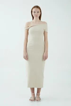 INTERTWINED OFF SHOULDER DRESS | BONE