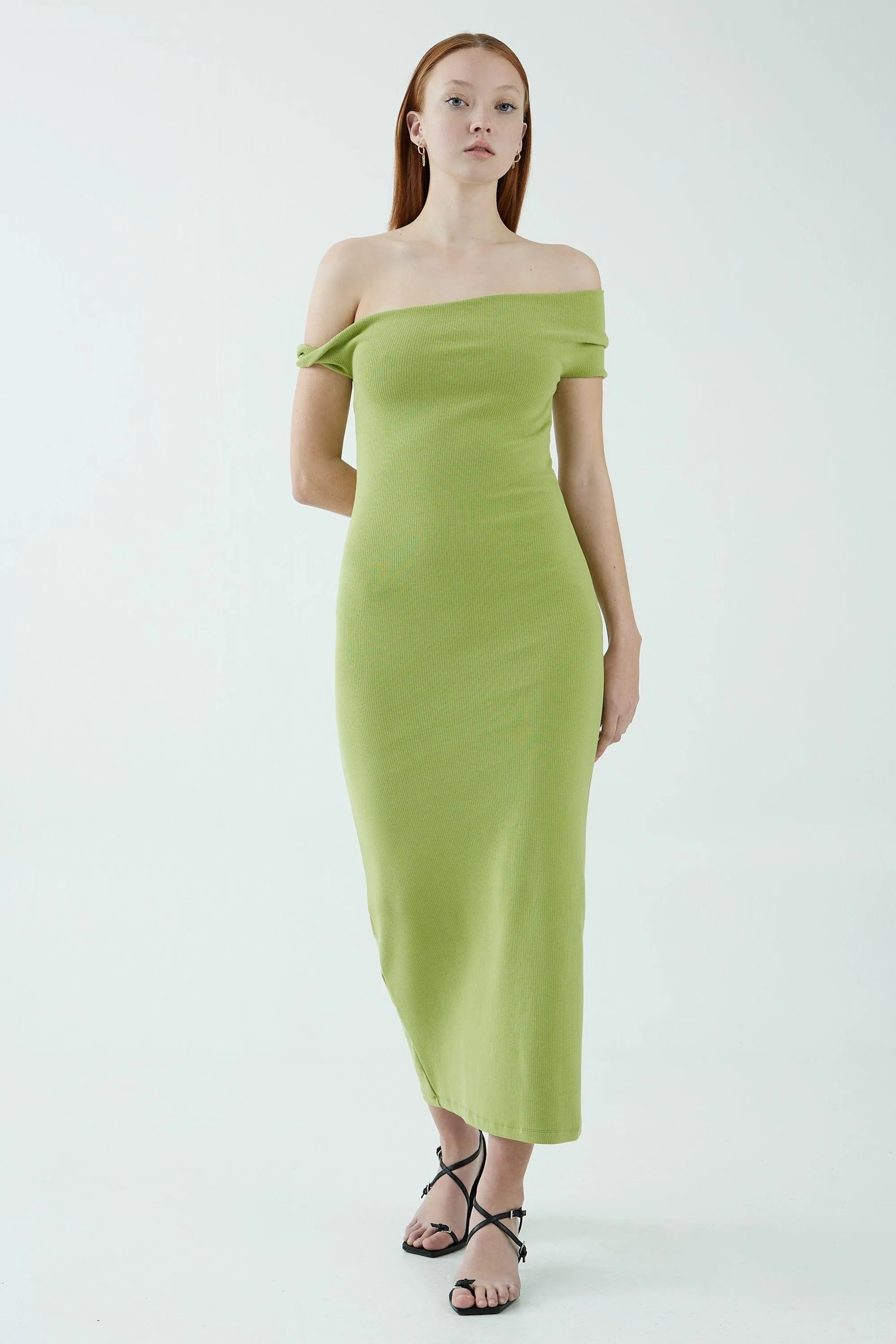 INTERTWINED OFF SHOULDER DRESS | WASABI