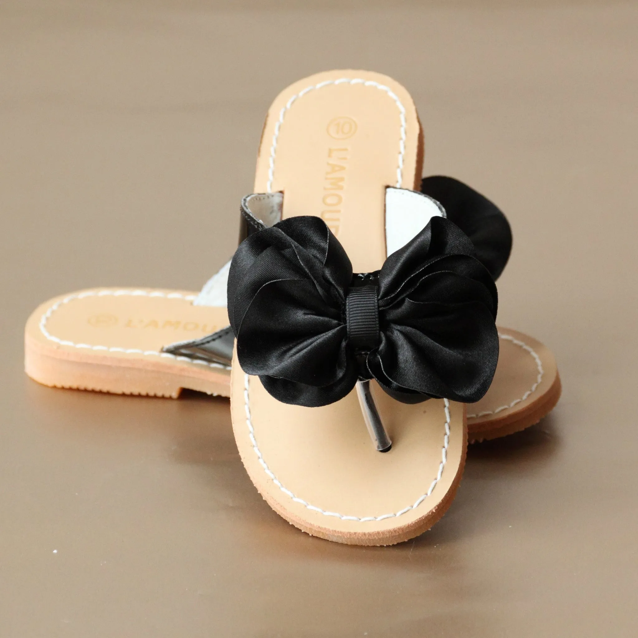 L'Amour Girls Satin Bow Sandal