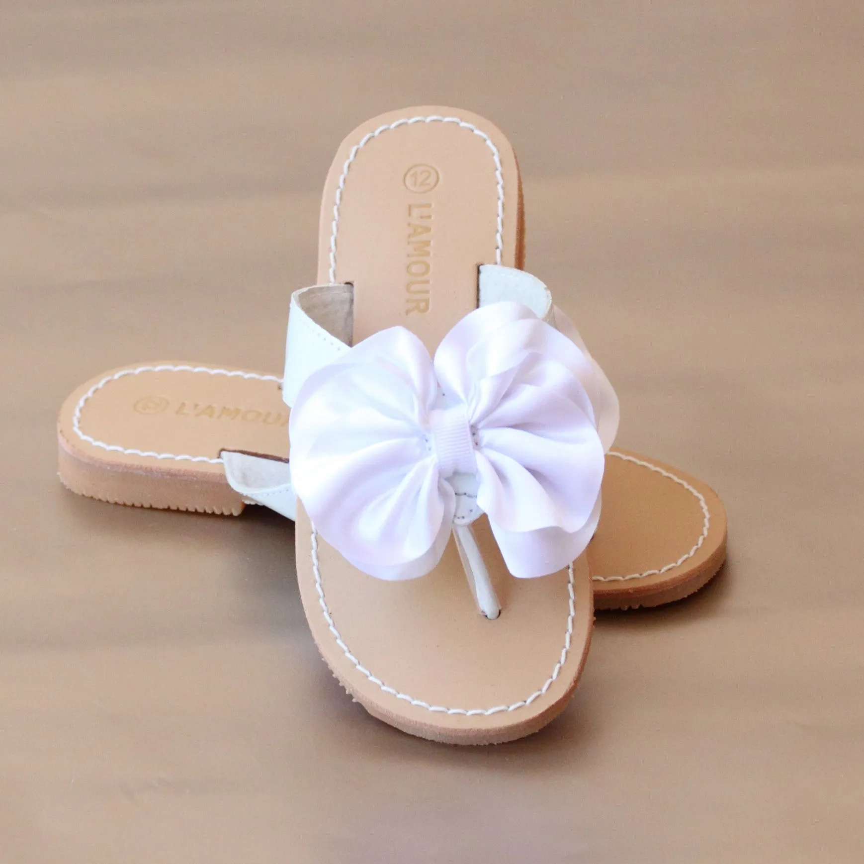 L'Amour Girls Satin Bow Sandal
