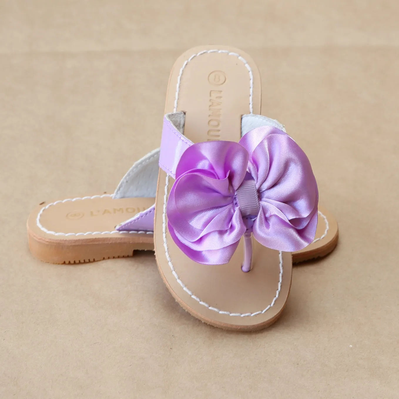 L'Amour Girls Satin Bow Sandal