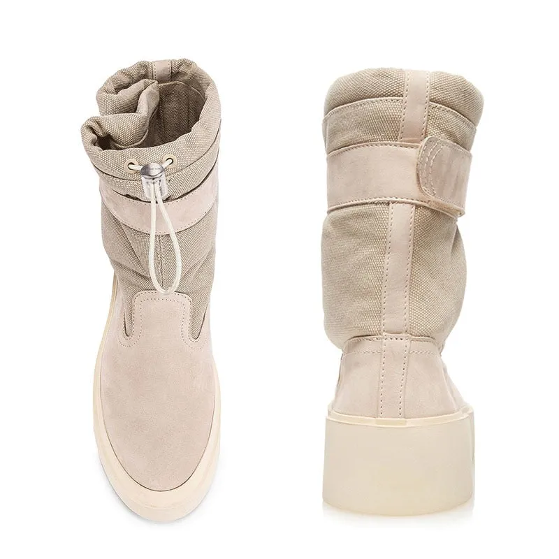Mens Patchwork Genuine Leather Desert Boots