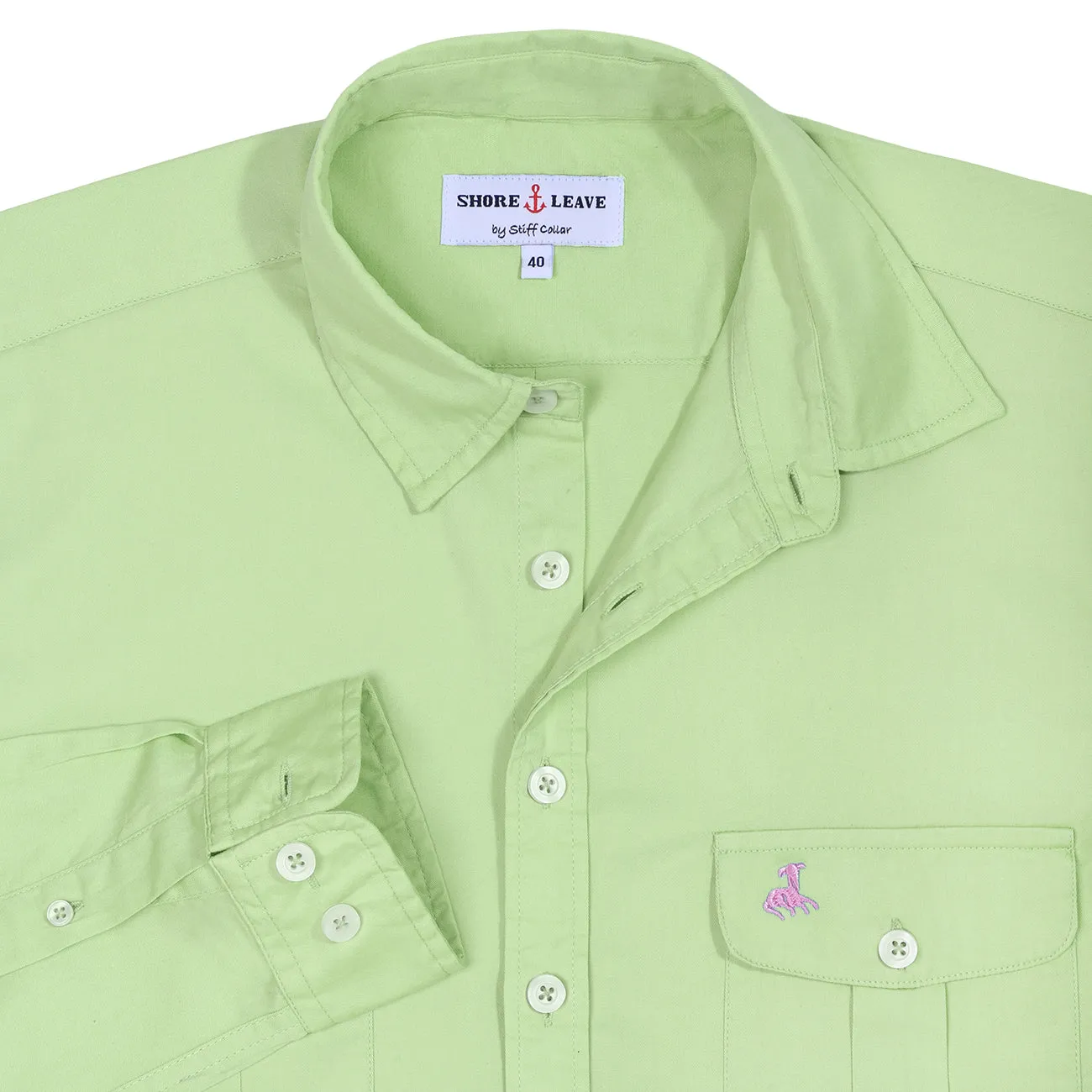 Mint Green Twill Slim Fit Casual Shirt