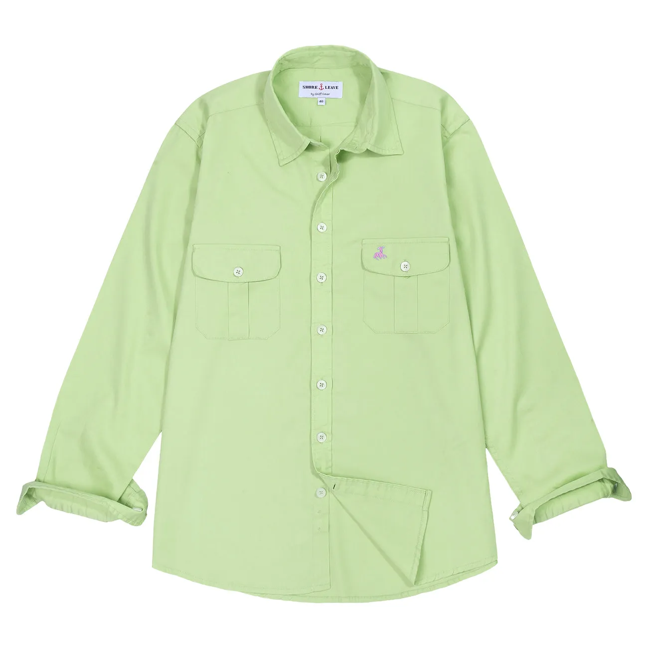 Mint Green Twill Slim Fit Casual Shirt