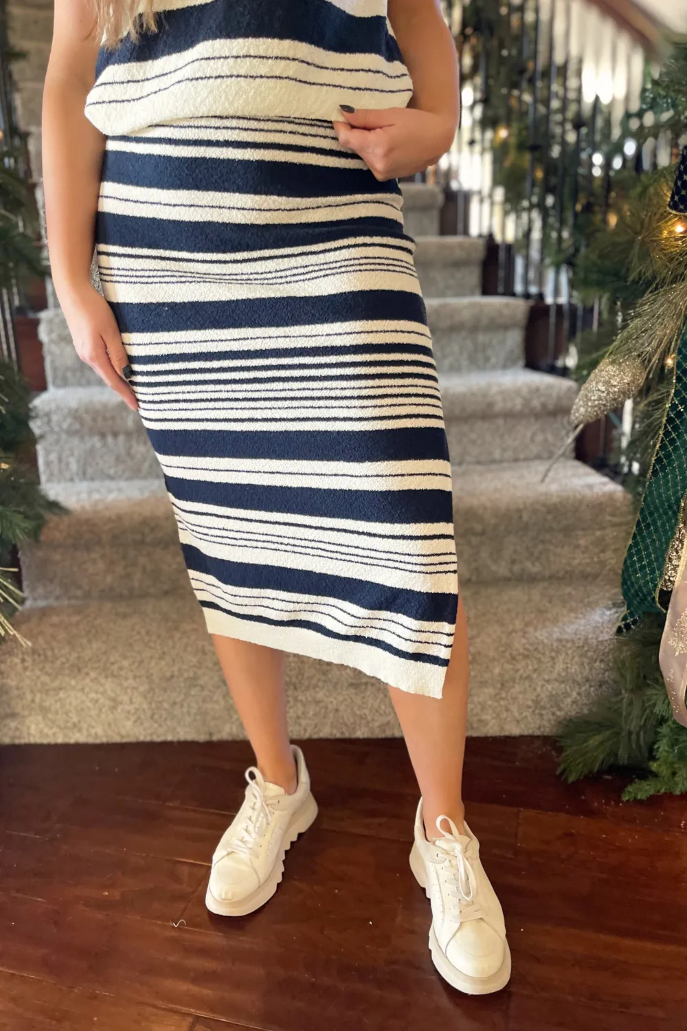 Multi Stripe Midi Skirt