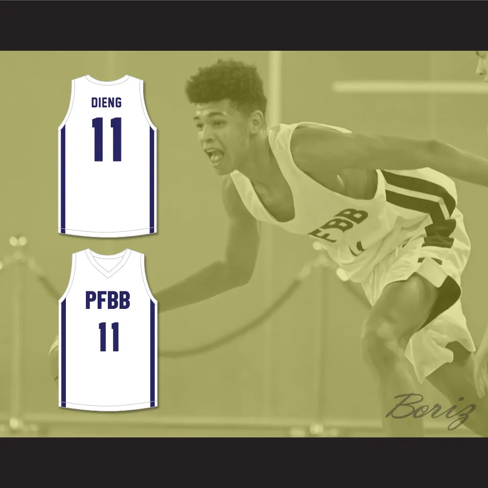 Ousmane Dieng 11 PFBB Pole France BasketBall White Basketball Jersey 2