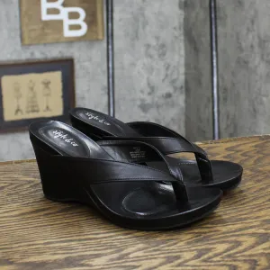 Style & Co. Womens Chicklet Wedge Thong Sandals CHICKLETPR Black 6.5M