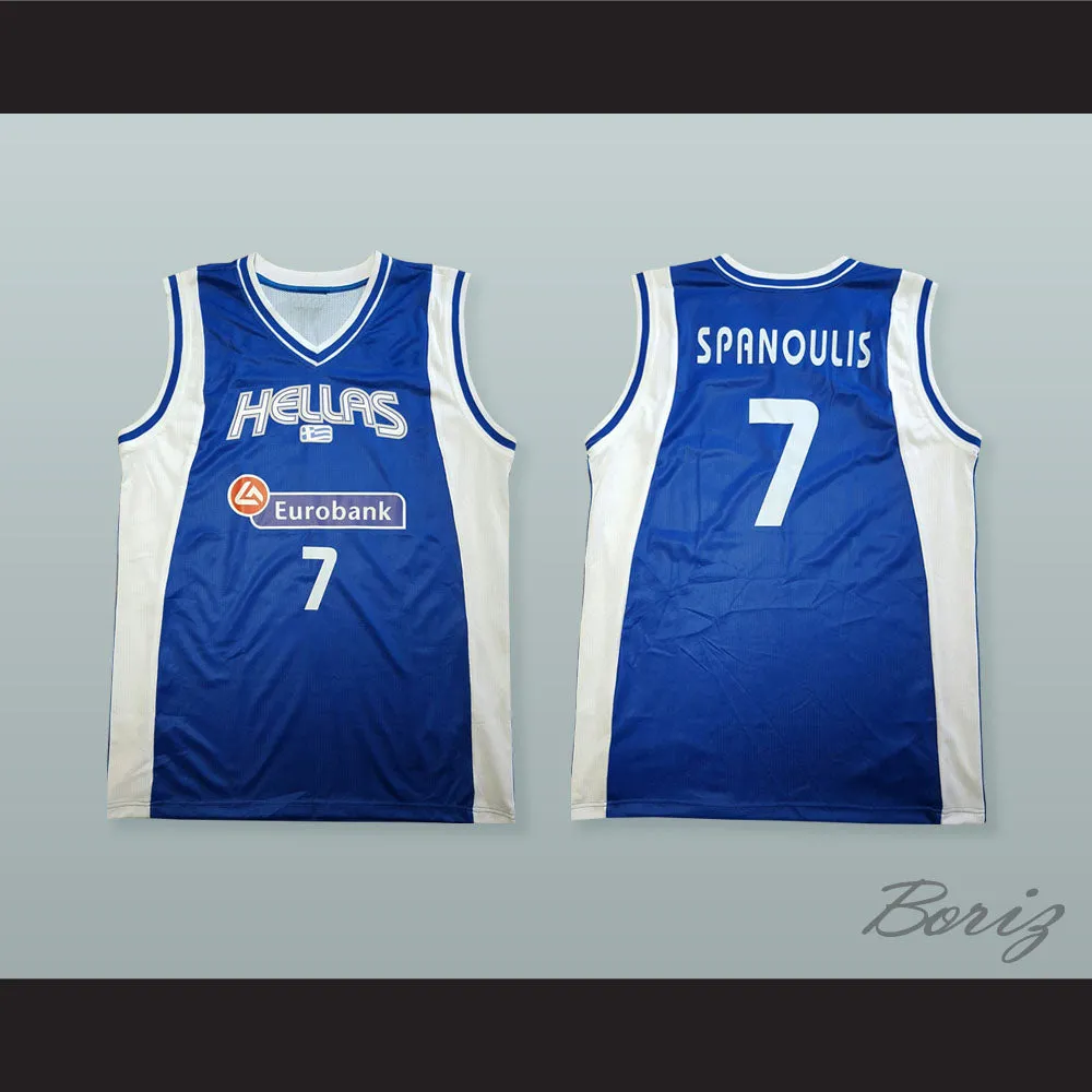 Vassilis Spanoulis 7 Greece Blue Basketball Jersey