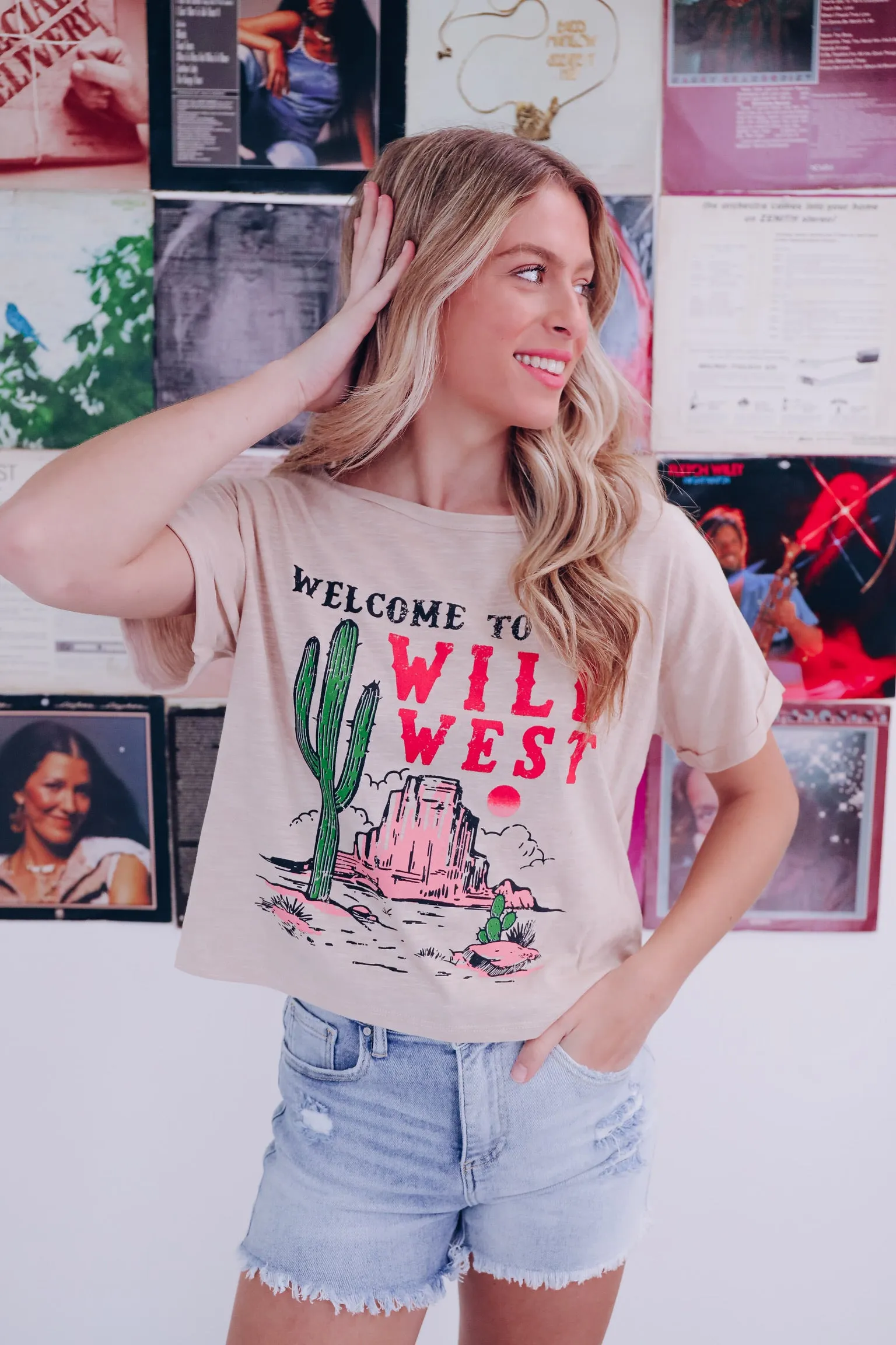 Welcome To The Wild West Graphic Top - Tan